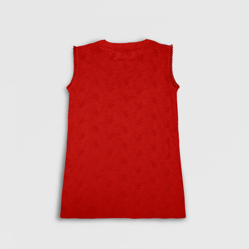 GIRLS EMBROIDERED 2 PCS SET - Red